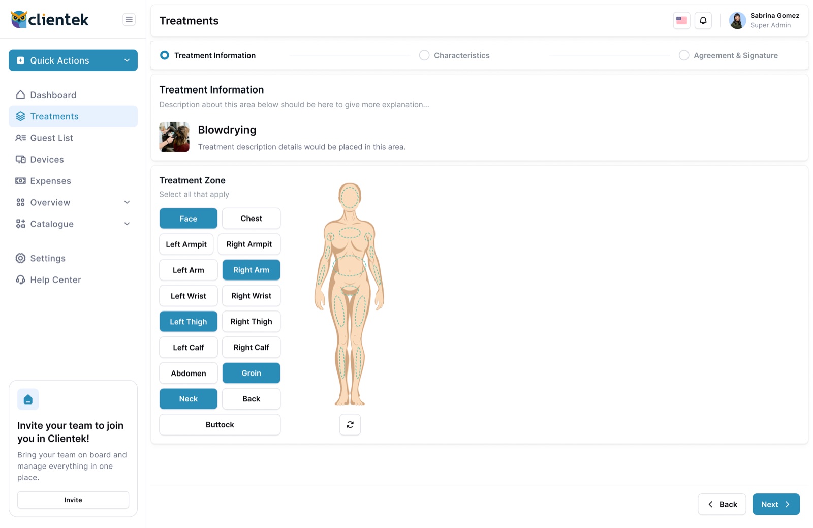 Clientek · treatments